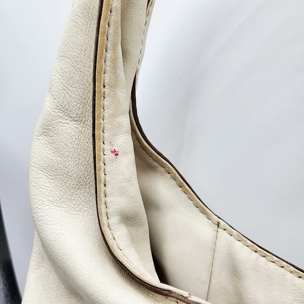 Y2K Michael by Michael Kors Cream Leather Studded Slouch Hobo Shoulder Bag - Picture 12 of 16